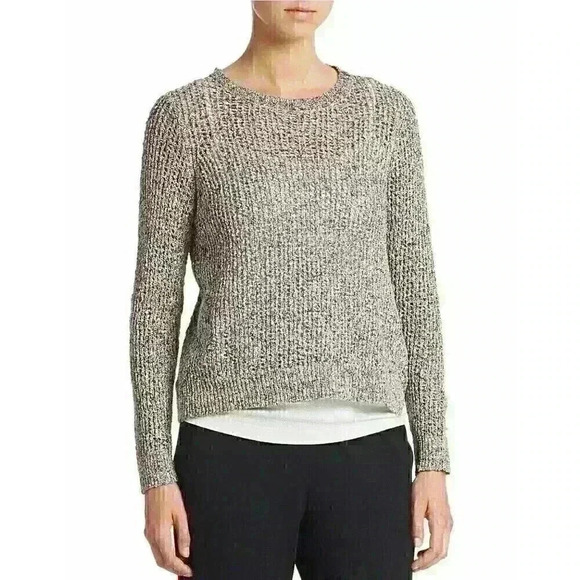 Eileen Fisher Sweaters - Women's Eileen Fisher Speckled Grey Cotton Crewneck Sweater $248